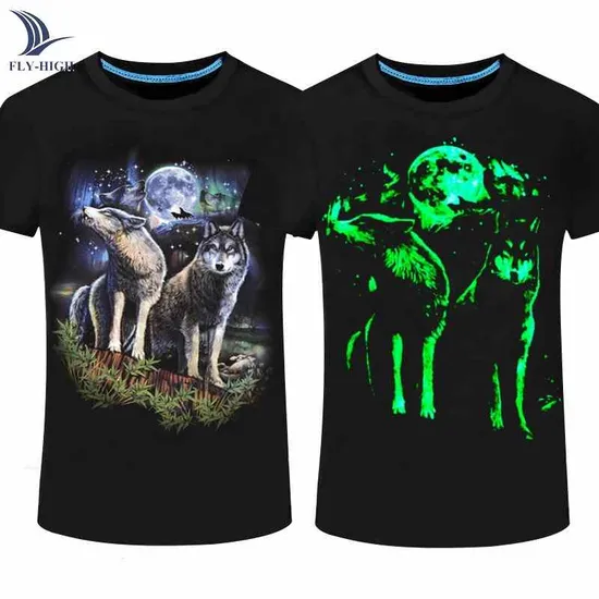 Skull Summer Clothing Glow in The Dark Shirts for Men Cotton Luminous Paint T Shirt Men Printing