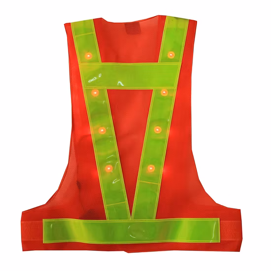 Hi Viz Polyester Flashing LED Light Traffic Safety Clothing Vest for Night Running