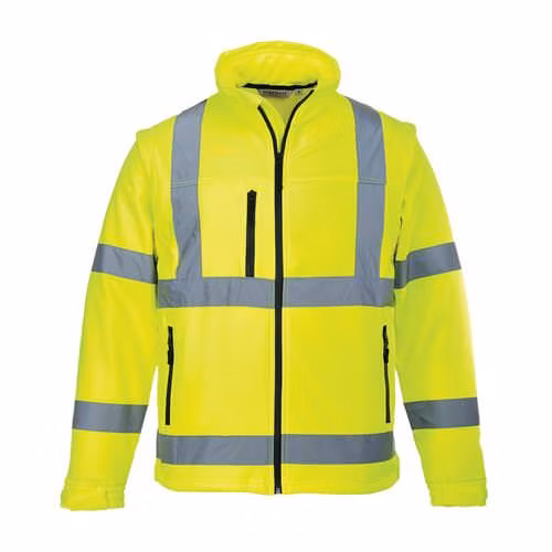 Factory Hot Sale Style Neon Yellow T/C Long Jacket with LED Reflective