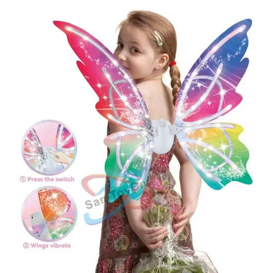 Light up Butterfly Swing Electric LED Fairy Butterfly Wings Children Electric Transparent Back Decoration Girls Kids Wing Toys Plastic Toy 