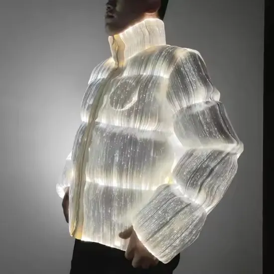 2024 LED Glowing Optical Fiber Jacket Coat Fashionable Outdoor Puffer Men Women Washable Winter Party Decorations 