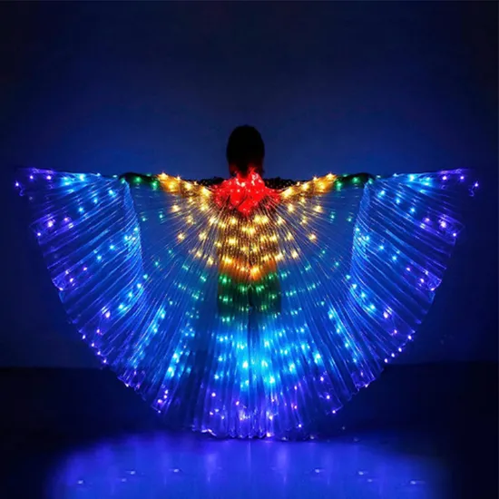 Richshining Adult/Kid Size LED Isis Wings with Sticks RGB LED Angle Wing Glowing Rainbow Butterfly LED Wing 
