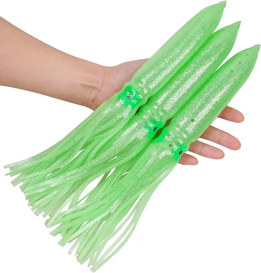 Luminous Squid Lure Soft Plastic Octopus Skirts Fishing Lure