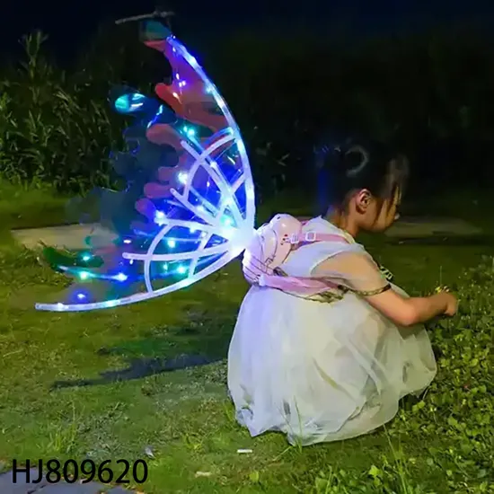 Light up Butterfly Wing Electric LED Fairy Butterfly Wings Children Electric Transparent Back Decoration Girls Kids Wing Toys Plastic Toy 