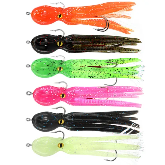 11cm 22g Luminous Octopus Squid Skirt Soft Lures with Hook Fishing Lures Saltwater 