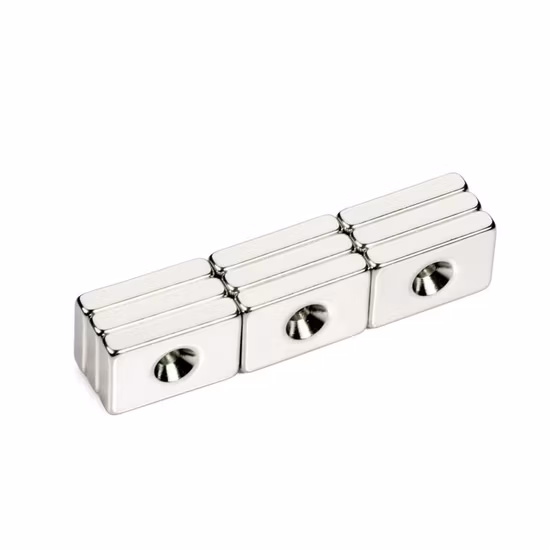 China Magnetic Materials Manufacturer 20X20X5mm Block Neodymium Magnet with Countersink Hole