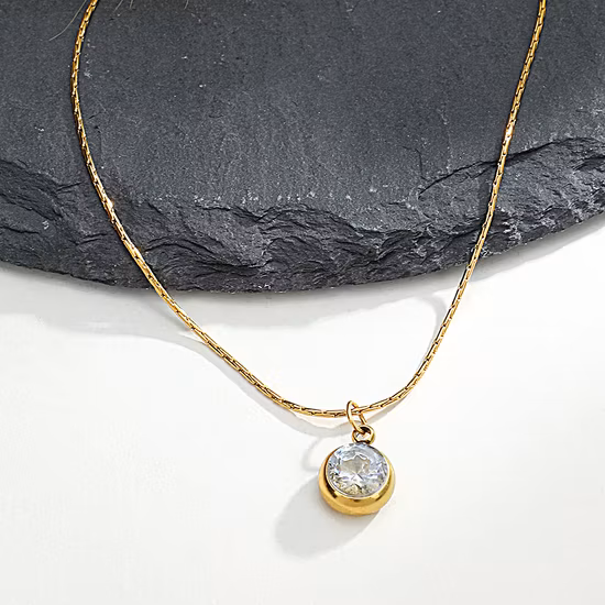 18K Mirror Round Pendant Stainless Steel Jewelry Accessories