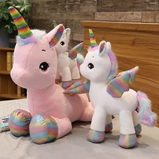 Soft Stuffed Plush Baby Toy Giant Size with Rainbow Glowing Wings Unicorn 