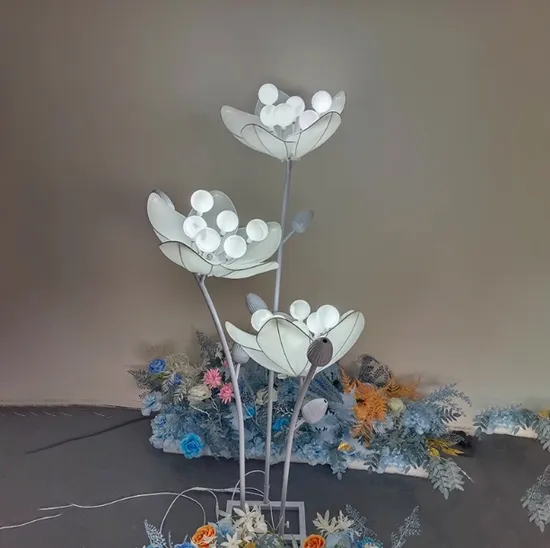 Wedding Wrought Iron Luminous Camellia Road Lighting Layout Stage Decoration Props 