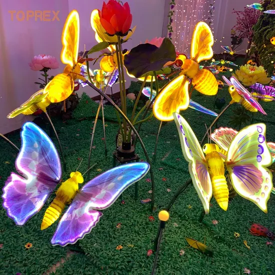 Toprex IP65 Waterproof DC12V Yard Decoration Moving Wings Big Bright LED Butterflies with Lights for Christmas Tree 