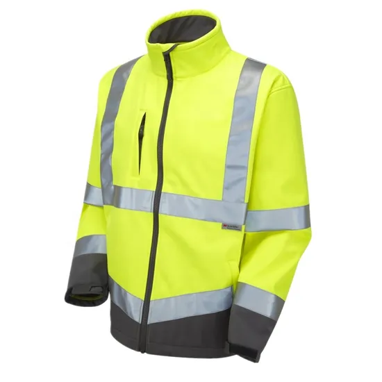 Factory Hot Sale Style Neon Yellow T/C Long Jacket with LED Reflective 
